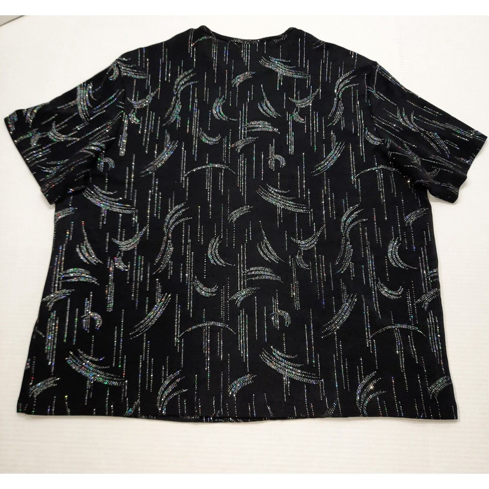 Vintage 90s Rainbow Glitter Top Womens 1X Black Whimsigoth Boho Fairy Grunge - Picture 4 of 9